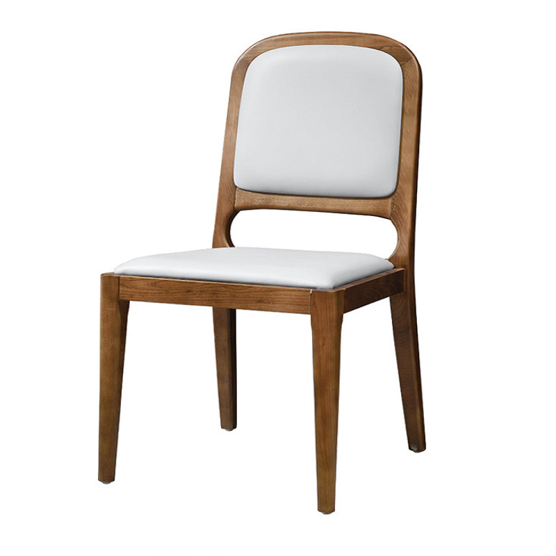 Nordic Style Armless Chair Wood Open Back Dining Side Chair with Upholstered White 1 Piece Clearhalo 'Dining Chairs' 'Dining Tables & Seating' 'dining_chair' 'furn' 'furn_dining_chair' 'Furniture' 'furniture_dining_chair' 'Kitchen & Dining Furniture' 4854771