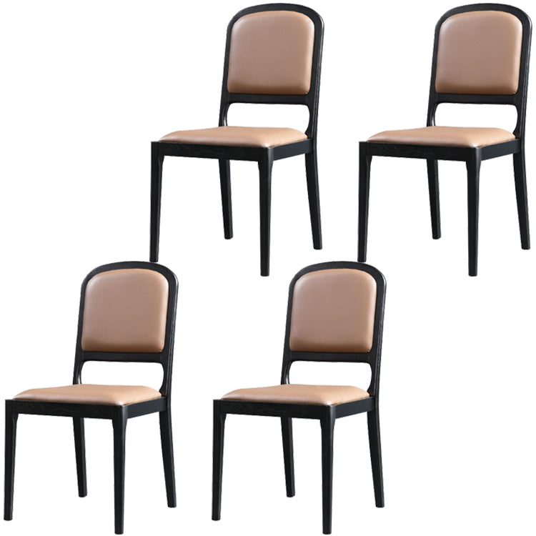 Nordic Style Armless Chair Wood Open Back Dining Side Chair with Upholstered Coffee 4 Piece Set Clearhalo 'Dining Chairs' 'Dining Tables & Seating' 'dining_chair' 'furn' 'furn_dining_chair' 'Furniture' 'furniture_dining_chair' 'Kitchen & Dining Furniture' 4854773