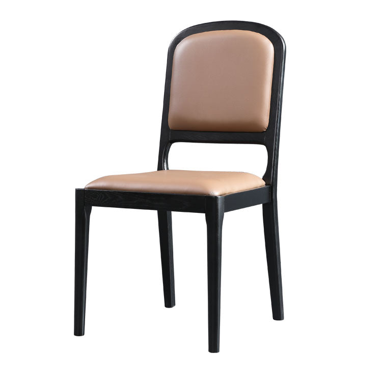 Nordic Style Armless Chair Wood Open Back Dining Side Chair with Upholstered Coffee 1 Piece Clearhalo 'Dining Chairs' 'Dining Tables & Seating' 'dining_chair' 'furn' 'furn_dining_chair' 'Furniture' 'furniture_dining_chair' 'Kitchen & Dining Furniture' 4854774