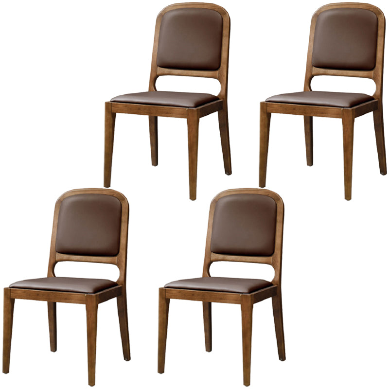 Nordic Style Armless Chair Wood Open Back Dining Side Chair with Upholstered Brown 4 Piece Set Clearhalo 'Dining Chairs' 'Dining Tables & Seating' 'dining_chair' 'furn' 'furn_dining_chair' 'Furniture' 'furniture_dining_chair' 'Kitchen & Dining Furniture' 4854776