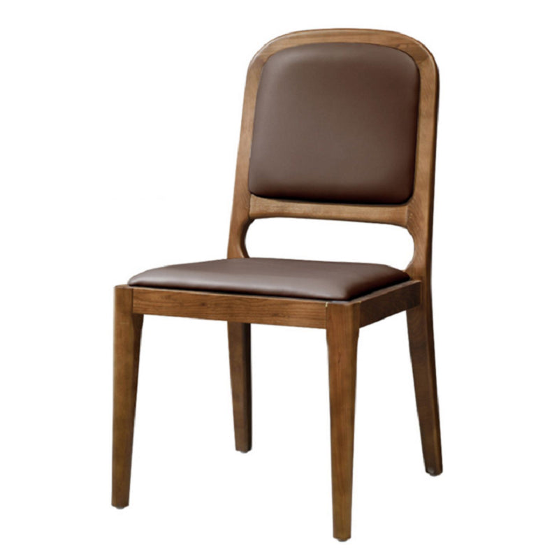 Nordic Style Armless Chair Wood Open Back Dining Side Chair with Upholstered Brown 1 Piece Clearhalo 'Dining Chairs' 'Dining Tables & Seating' 'dining_chair' 'furn' 'furn_dining_chair' 'Furniture' 'furniture_dining_chair' 'Kitchen & Dining Furniture' 4854777