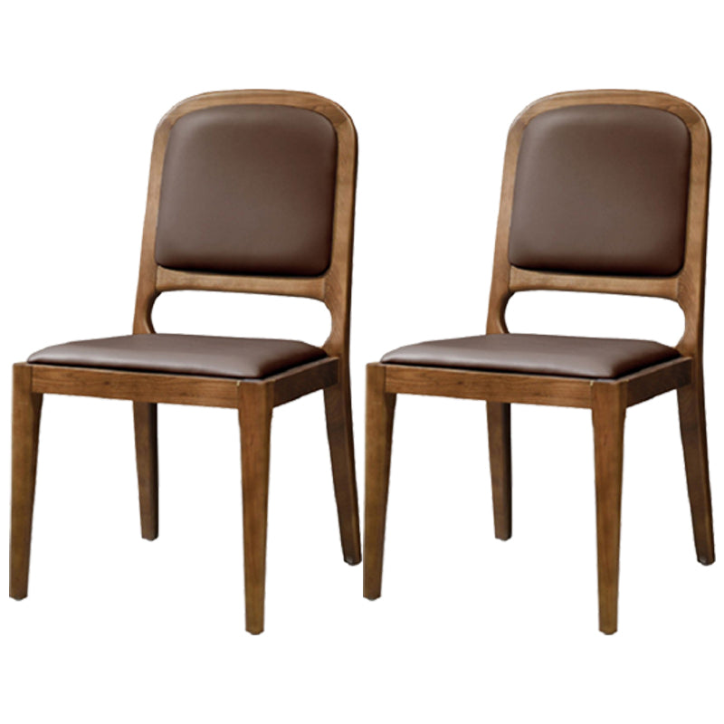 Nordic Style Armless Chair Wood Open Back Dining Side Chair with Upholstered Brown 2 Piece Set Clearhalo 'Dining Chairs' 'Dining Tables & Seating' 'dining_chair' 'furn' 'furn_dining_chair' 'Furniture' 'furniture_dining_chair' 'Kitchen & Dining Furniture' 4854778