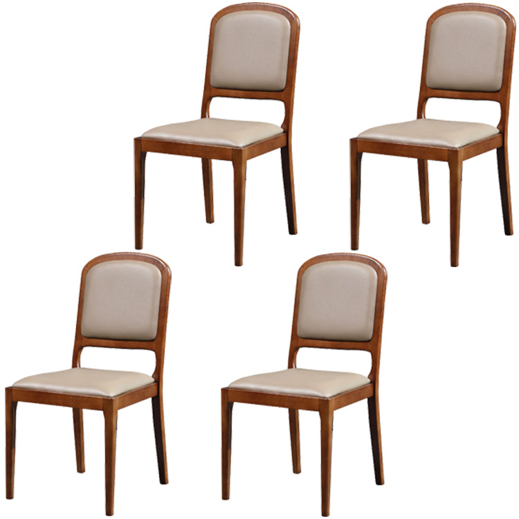 Nordic Style Armless Chair Wood Open Back Dining Side Chair with Upholstered Khaki 4 Piece Set Clearhalo 'Dining Chairs' 'Dining Tables & Seating' 'dining_chair' 'furn' 'furn_dining_chair' 'Furniture' 'furniture_dining_chair' 'Kitchen & Dining Furniture' 4854779