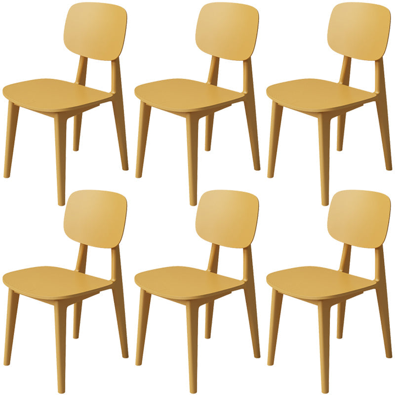 Nordic Style Armless Chair Plastic Open Back Dining Side Chair (Set of 3/6) Yellow 6 Piece Set Clearhalo 'Dining Chairs' 'Dining Tables & Seating' 'dining_chair' 'furn' 'furn_dining_chair' 'Furniture' 'furniture_dining_chair' 'Kitchen & Dining Furniture' 4854784
