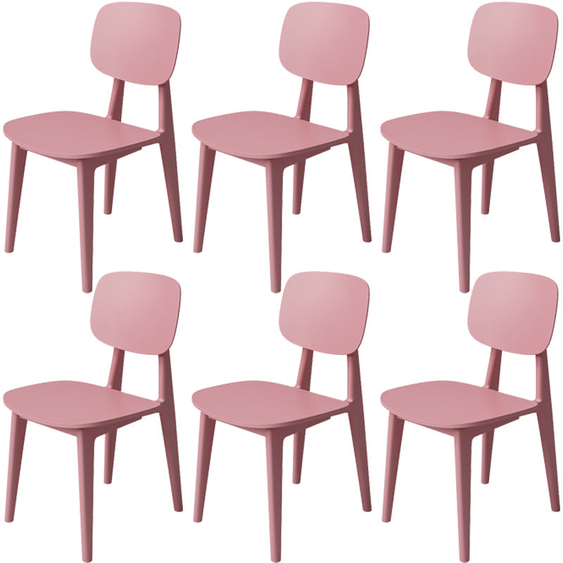 Nordic Style Armless Chair Plastic Open Back Dining Side Chair (Set of 3/6) Pink 6 Piece Set Clearhalo 'Dining Chairs' 'Dining Tables & Seating' 'dining_chair' 'furn' 'furn_dining_chair' 'Furniture' 'furniture_dining_chair' 'Kitchen & Dining Furniture' 4854791