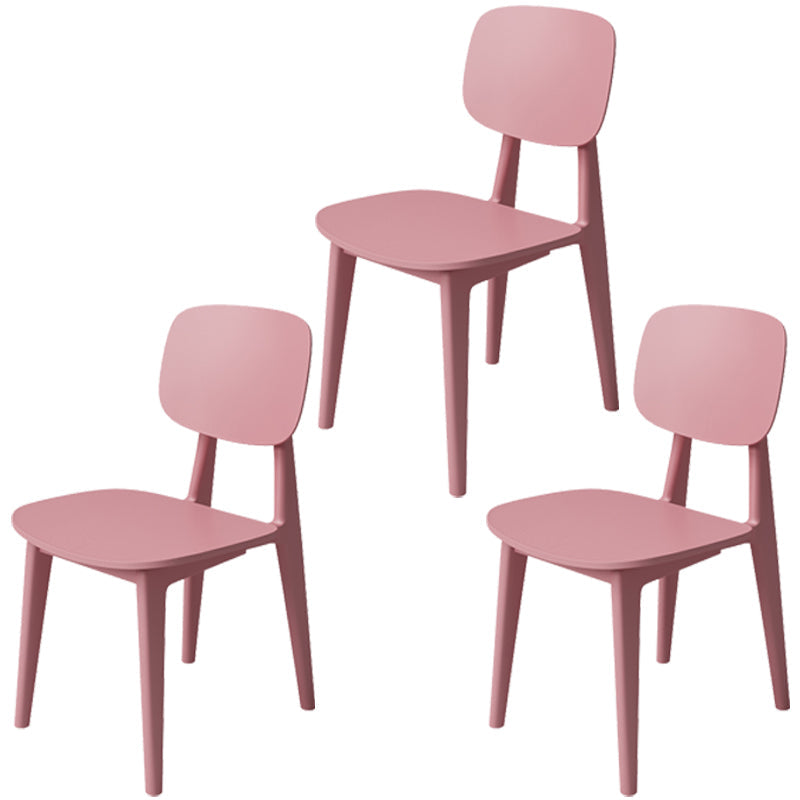 Nordic Style Armless Chair Plastic Open Back Dining Side Chair (Set of 3/6) Pink 3 Piece Set Clearhalo 'Dining Chairs' 'Dining Tables & Seating' 'dining_chair' 'furn' 'furn_dining_chair' 'Furniture' 'furniture_dining_chair' 'Kitchen & Dining Furniture' 4854793