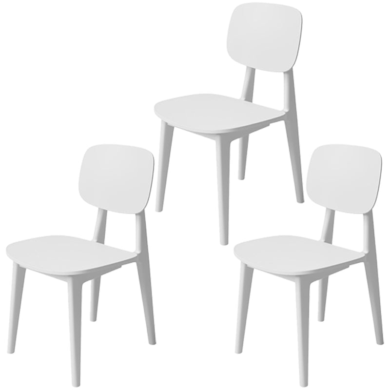 Nordic Style Armless Chair Plastic Open Back Dining Side Chair (Set of 3/6) White 3 Piece Set Clearhalo 'Dining Chairs' 'Dining Tables & Seating' 'dining_chair' 'furn' 'furn_dining_chair' 'Furniture' 'furniture_dining_chair' 'Kitchen & Dining Furniture' 4854798