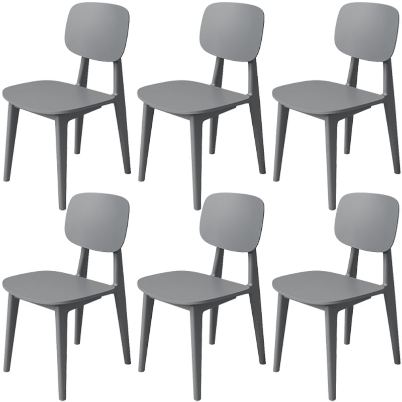Nordic Style Armless Chair Plastic Open Back Dining Side Chair (Set of 3/6) Grey 6 Piece Set Clearhalo 'Dining Chairs' 'Dining Tables & Seating' 'dining_chair' 'furn' 'furn_dining_chair' 'Furniture' 'furniture_dining_chair' 'Kitchen & Dining Furniture' 4854799
