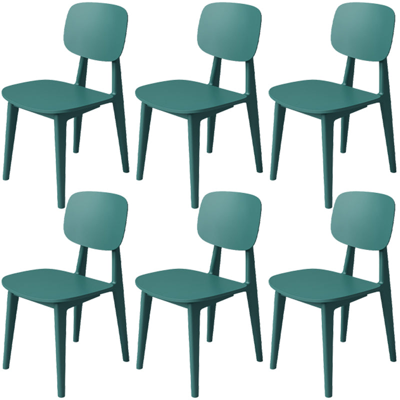 Nordic Style Armless Chair Plastic Open Back Dining Side Chair (Set of 3/6) Green 6 Piece Set Clearhalo 'Dining Chairs' 'Dining Tables & Seating' 'dining_chair' 'furn' 'furn_dining_chair' 'Furniture' 'furniture_dining_chair' 'Kitchen & Dining Furniture' 4854803