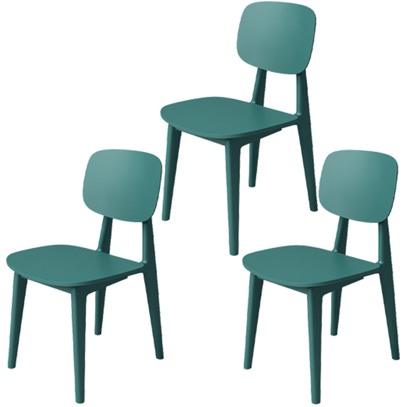 Nordic Style Armless Chair Plastic Open Back Dining Side Chair (Set of 3/6) Green 3 Piece Set Clearhalo 'Dining Chairs' 'Dining Tables & Seating' 'dining_chair' 'furn' 'furn_dining_chair' 'Furniture' 'furniture_dining_chair' 'Kitchen & Dining Furniture' 4854805