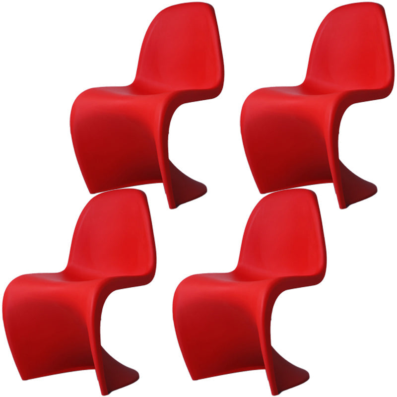 Nordic Style Chair Plastic Home Side Chair for Dining Room 19.6"x22.6"x33.4" Red Set of 4 Clearhalo 'Dining Chairs' 'Dining Tables & Seating' 'dining_chair' 'Furniture' 'furniture_dining_chair' 'Kitchen & Dining Furniture' 4854814