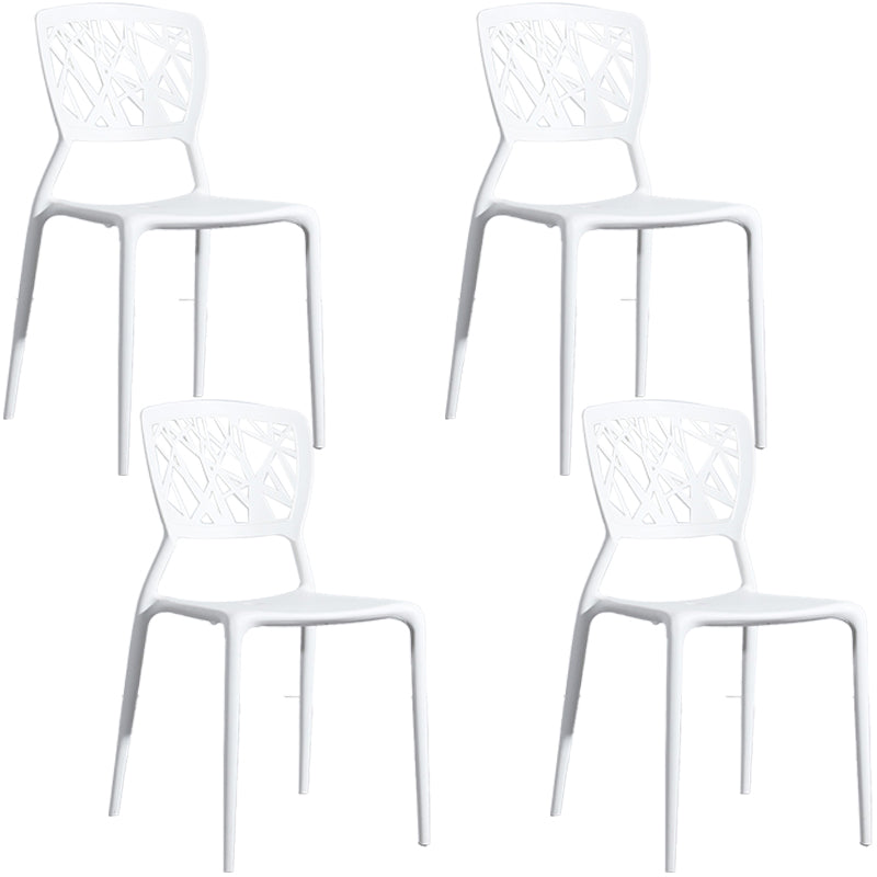 Scandinavian Plastic Patio Dining Side Chair Open Back Dining Side Chair White 4 Piece Set Clearhalo 'Dining Chairs' 'Dining Tables & Seating' 'dining_chair' 'furn' 'furn_dining_chair' 'Furniture' 'furniture_dining_chair' 'Kitchen & Dining Furniture' 4854848