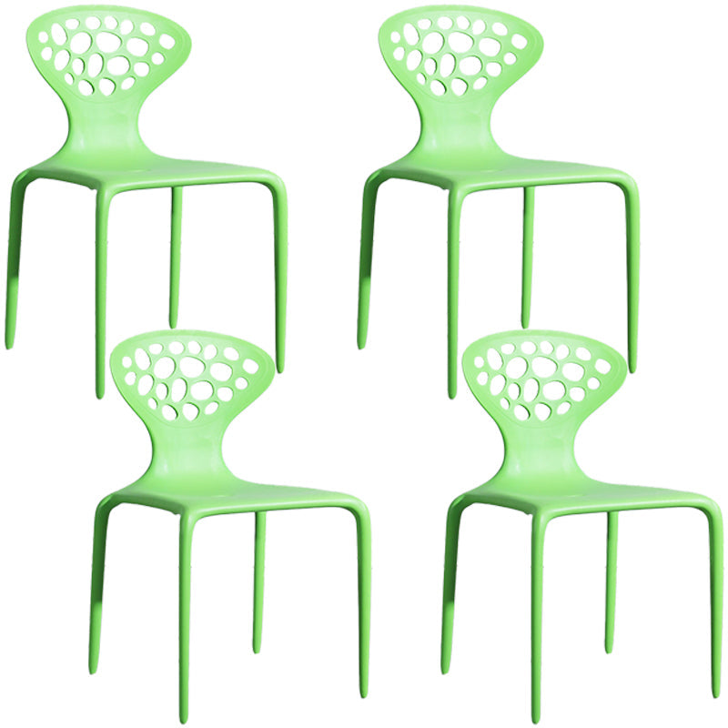 Scandinavian Plastic Patio Dining Side Chair Open Back Dining Side Chair Light Green 4 Piece Set Clearhalo 'Dining Chairs' 'Dining Tables & Seating' 'dining_chair' 'furn' 'furn_dining_chair' 'Furniture' 'furniture_dining_chair' 'Kitchen & Dining Furniture' 4854860