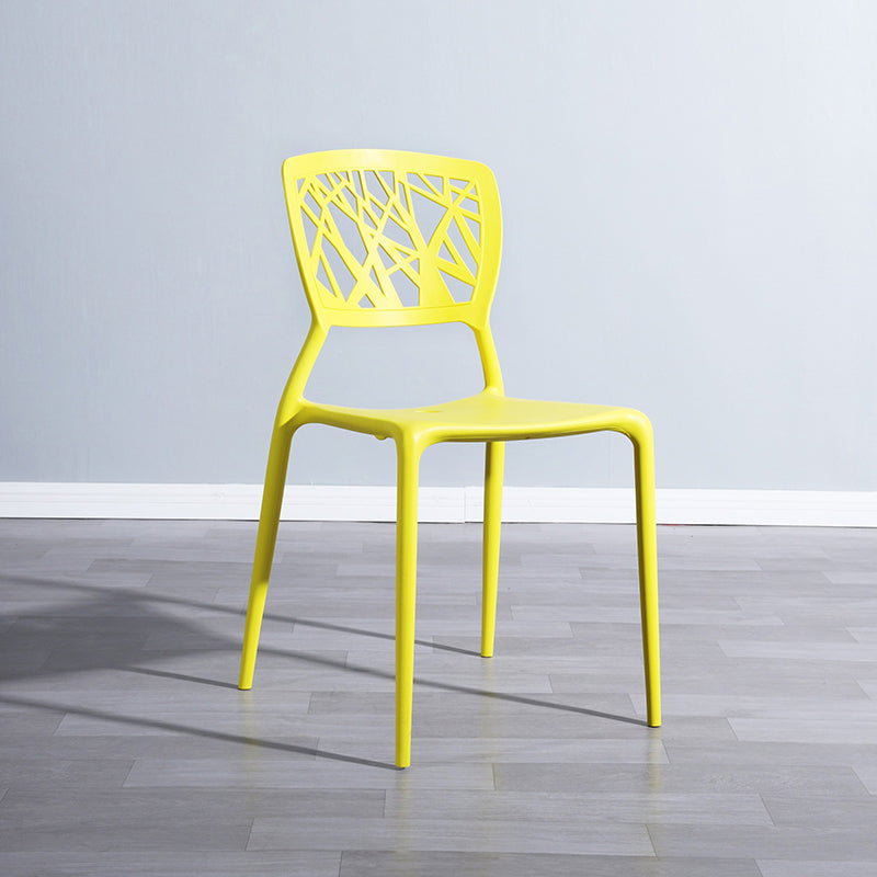 Scandinavian Plastic Patio Dining Side Chair Open Back Dining Side Chair Yellow 1 Piece Clearhalo 'Dining Chairs' 'Dining Tables & Seating' 'dining_chair' 'furn' 'furn_dining_chair' 'Furniture' 'furniture_dining_chair' 'Kitchen & Dining Furniture' 4854869