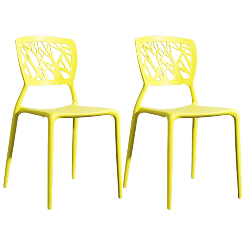 Scandinavian Plastic Patio Dining Side Chair Open Back Dining Side Chair Yellow 2 Piece Set Clearhalo 'Dining Chairs' 'Dining Tables & Seating' 'dining_chair' 'furn' 'furn_dining_chair' 'Furniture' 'furniture_dining_chair' 'Kitchen & Dining Furniture' 4854870