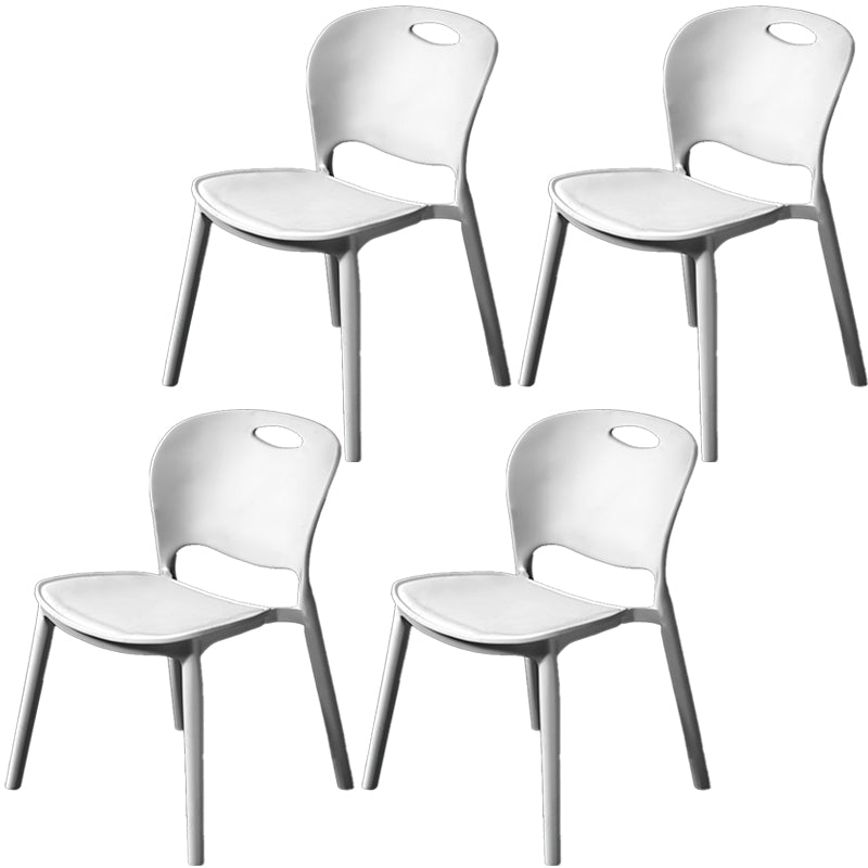 Nordic Style Armless Chair Plastic Open Back Dining Side Chair (Set of 4) White Set of 4 Clearhalo 'Dining Chairs' 'Dining Tables & Seating' 'dining_chair' 'Furniture' 'furniture_dining_chair' 'Kitchen & Dining Furniture' 4854874