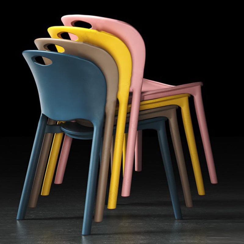 Nordic Style Armless Chair Plastic Open Back Dining Side Chair (Set of 4) Clearhalo 'Dining Chairs' 'Dining Tables & Seating' 'dining_chair' 'Furniture' 'furniture_dining_chair' 'Kitchen & Dining Furniture' 4854875