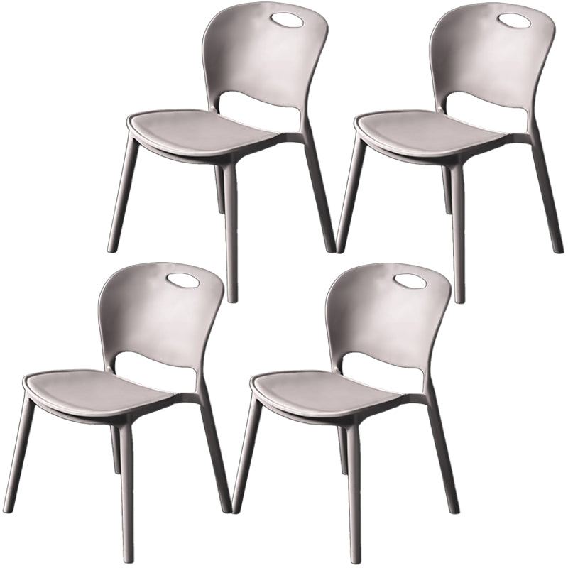 Nordic Style Armless Chair Plastic Open Back Dining Side Chair (Set of 4) Grey Set of 4 Clearhalo 'Dining Chairs' 'Dining Tables & Seating' 'dining_chair' 'Furniture' 'furniture_dining_chair' 'Kitchen & Dining Furniture' 4854876