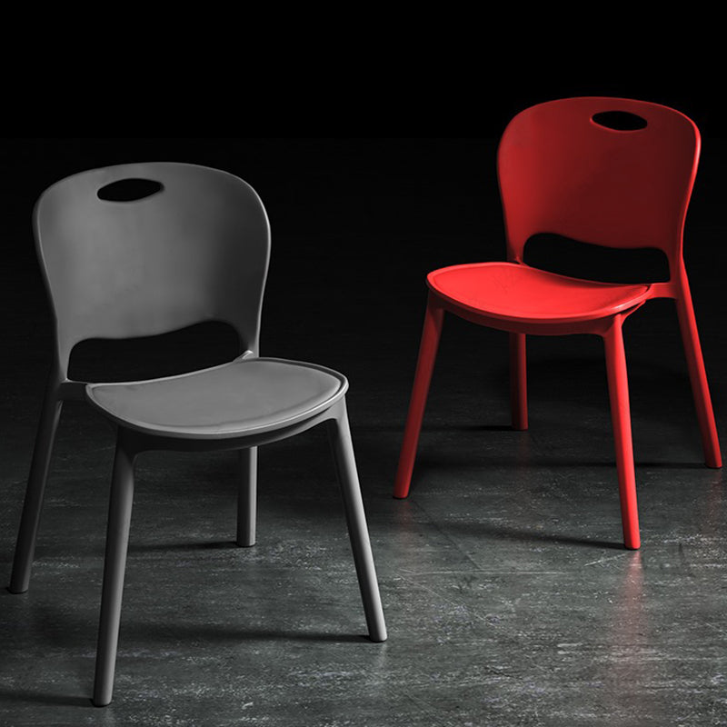 Nordic Style Armless Chair Plastic Open Back Dining Side Chair (Set of 4) Clearhalo 'Dining Chairs' 'Dining Tables & Seating' 'dining_chair' 'Furniture' 'furniture_dining_chair' 'Kitchen & Dining Furniture' 4854878