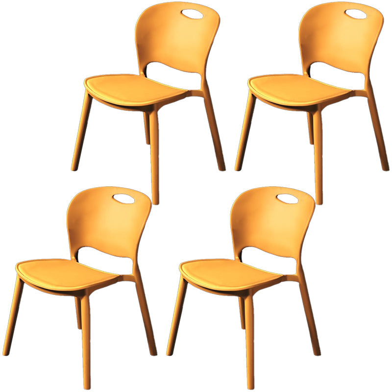 Nordic Style Armless Chair Plastic Open Back Dining Side Chair (Set of 4) Golden Set of 4 Clearhalo 'Dining Chairs' 'Dining Tables & Seating' 'dining_chair' 'Furniture' 'furniture_dining_chair' 'Kitchen & Dining Furniture' 4854879