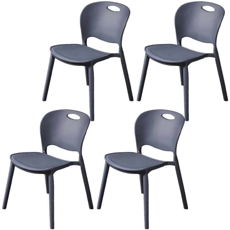 Nordic Style Armless Chair Plastic Open Back Dining Side Chair (Set of 4) Gray Blue Set of 4 Clearhalo 'Dining Chairs' 'Dining Tables & Seating' 'dining_chair' 'Furniture' 'furniture_dining_chair' 'Kitchen & Dining Furniture' 4854883