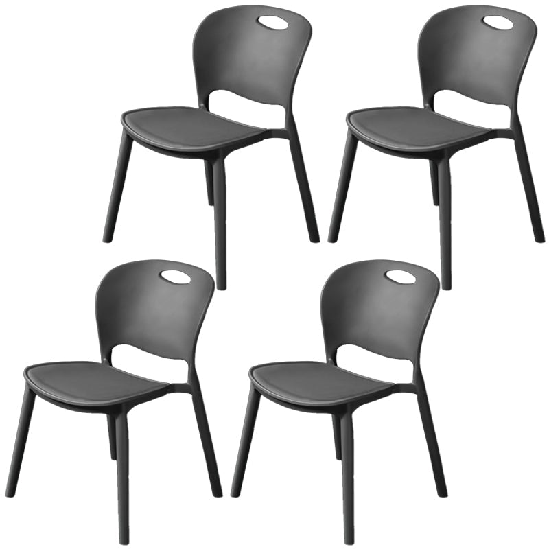 Nordic Style Armless Chair Plastic Open Back Dining Side Chair (Set of 4) Black Set of 4 Clearhalo 'Dining Chairs' 'Dining Tables & Seating' 'dining_chair' 'Furniture' 'furniture_dining_chair' 'Kitchen & Dining Furniture' 4854886