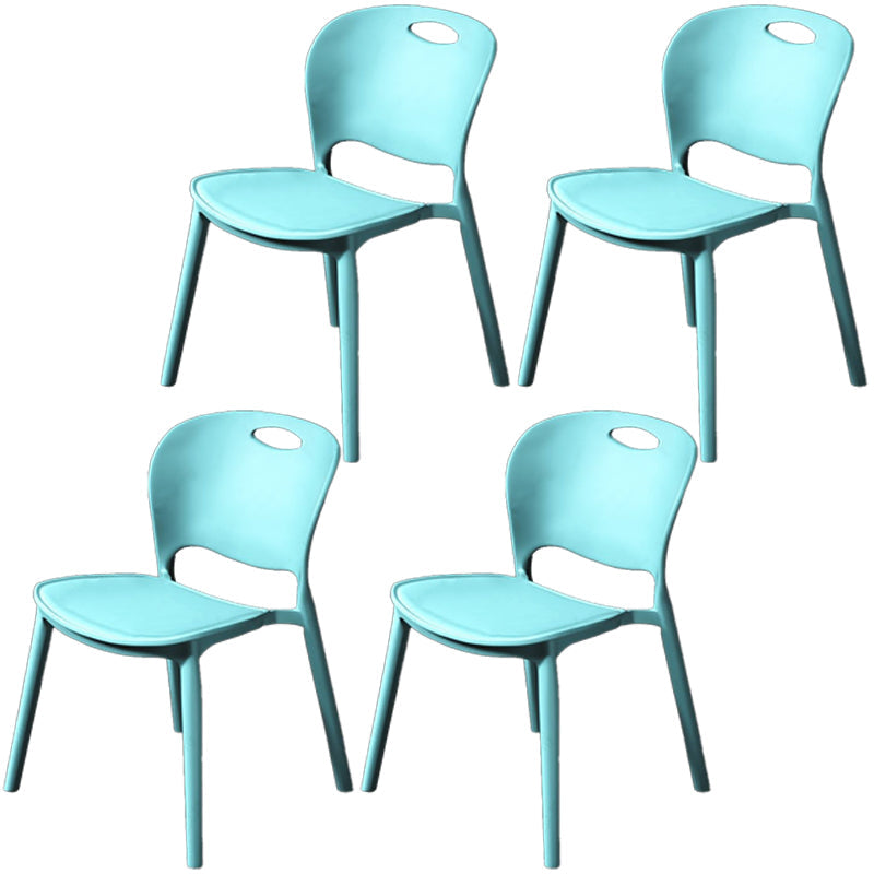 Nordic Style Armless Chair Plastic Open Back Dining Side Chair (Set of 4) Light Blue Set of 4 Clearhalo 'Dining Chairs' 'Dining Tables & Seating' 'dining_chair' 'Furniture' 'furniture_dining_chair' 'Kitchen & Dining Furniture' 4854888