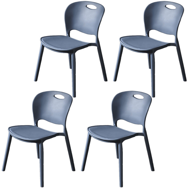 Nordic Style Armless Chair Plastic Open Back Dining Side Chair (Set of 4) Blue Set of 4 Clearhalo 'Dining Chairs' 'Dining Tables & Seating' 'dining_chair' 'Furniture' 'furniture_dining_chair' 'Kitchen & Dining Furniture' 4854890