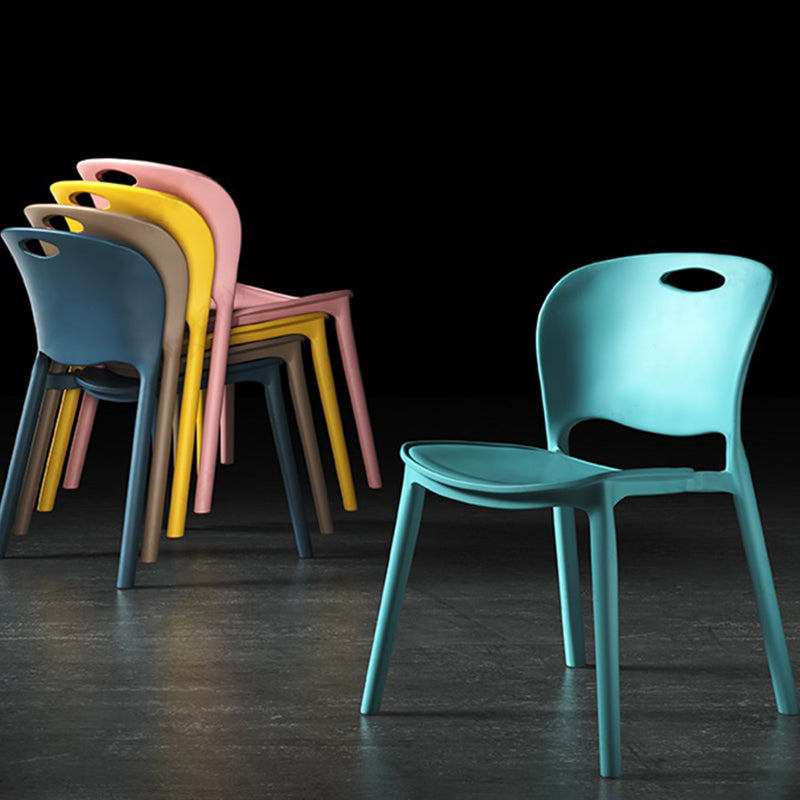 Nordic Style Armless Chair Plastic Open Back Dining Side Chair (Set of 4) Clearhalo 'Dining Chairs' 'Dining Tables & Seating' 'dining_chair' 'Furniture' 'furniture_dining_chair' 'Kitchen & Dining Furniture' 4854891