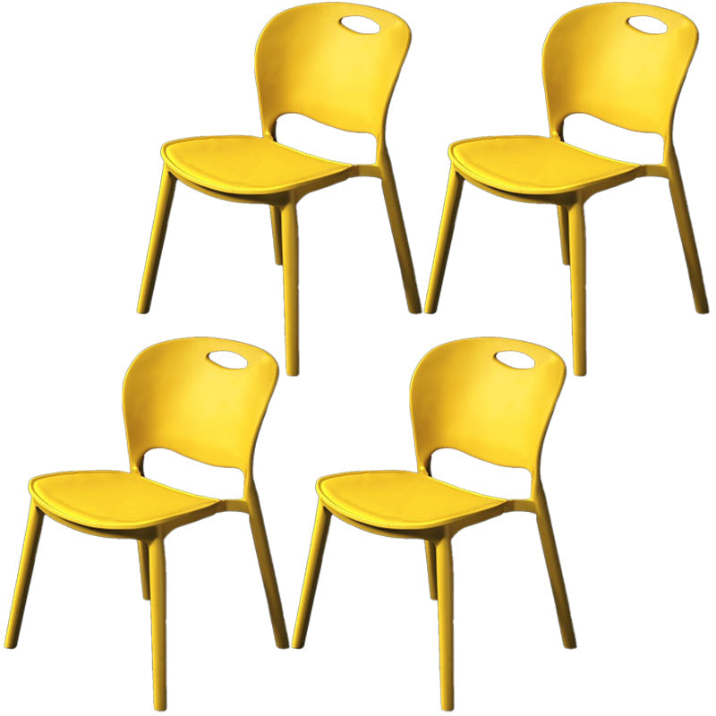Nordic Style Armless Chair Plastic Open Back Dining Side Chair (Set of 4) Light Yellow Set of 4 Clearhalo 'Dining Chairs' 'Dining Tables & Seating' 'dining_chair' 'Furniture' 'furniture_dining_chair' 'Kitchen & Dining Furniture' 4854892