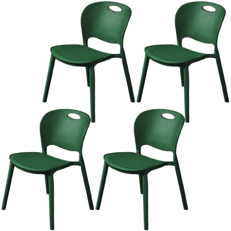 Nordic Style Armless Chair Plastic Open Back Dining Side Chair (Set of 4) Dark Green Set of 4 Clearhalo 'Dining Chairs' 'Dining Tables & Seating' 'dining_chair' 'Furniture' 'furniture_dining_chair' 'Kitchen & Dining Furniture' 4854893