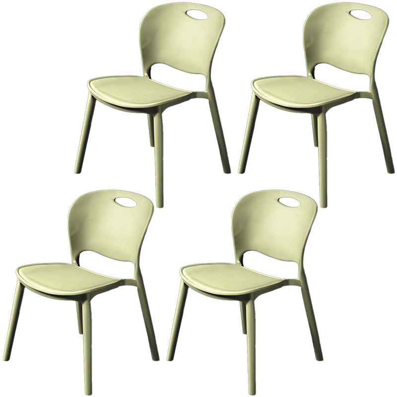 Nordic Style Armless Chair Plastic Open Back Dining Side Chair (Set of 4) Army Green Set of 4 Clearhalo 'Dining Chairs' 'Dining Tables & Seating' 'dining_chair' 'Furniture' 'furniture_dining_chair' 'Kitchen & Dining Furniture' 4854895