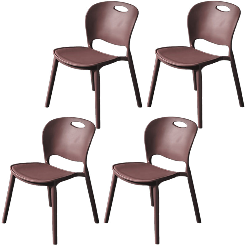Nordic Style Armless Chair Plastic Open Back Dining Side Chair (Set of 4) Coffee Set of 4 Clearhalo 'Dining Chairs' 'Dining Tables & Seating' 'dining_chair' 'Furniture' 'furniture_dining_chair' 'Kitchen & Dining Furniture' 4854898