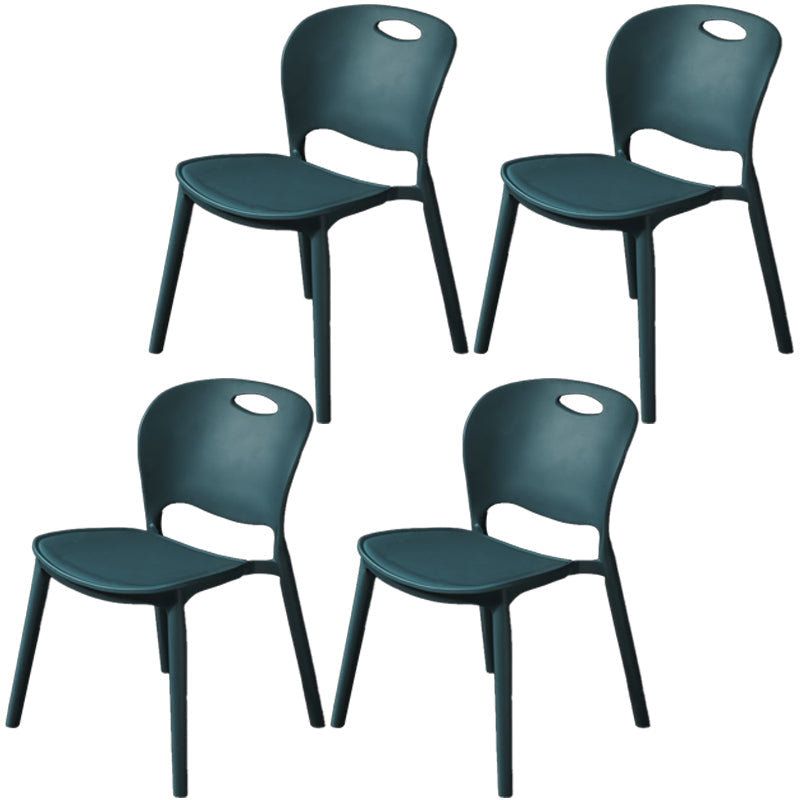 Nordic Style Armless Chair Plastic Open Back Dining Side Chair (Set of 4) Dark Blue Set of 4 Clearhalo 'Dining Chairs' 'Dining Tables & Seating' 'dining_chair' 'Furniture' 'furniture_dining_chair' 'Kitchen & Dining Furniture' 4854899