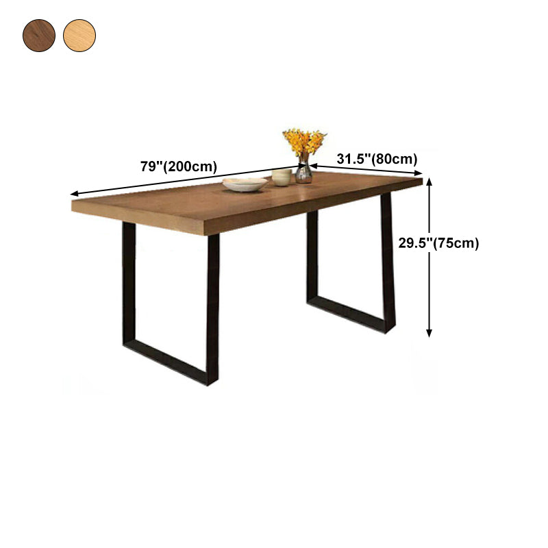 Industrial Rectangle Wood Table Standard Height Dining Table with Double Pedestal Base Clearhalo 'Dining Tables & Seating' 'Dining Tables' 'dining_table' 'furn' 'furn_dining_table' 'Furniture' 'furniture_dining_table' 'Kitchen & Dining Furniture' 'kitchen' 'kitchen_dining_table' 4854937