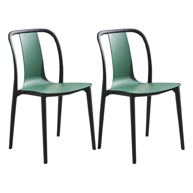 Modern Style Stackable Plastic Chair Slat Back Stacking Side Chair (Set of 2/4) Green Set of 2 Clearhalo 'Dining Chairs' 'Dining Tables & Seating' 'dining_chair' 'Furniture' 'furniture_dining_chair' 'Kitchen & Dining Furniture' 4854944