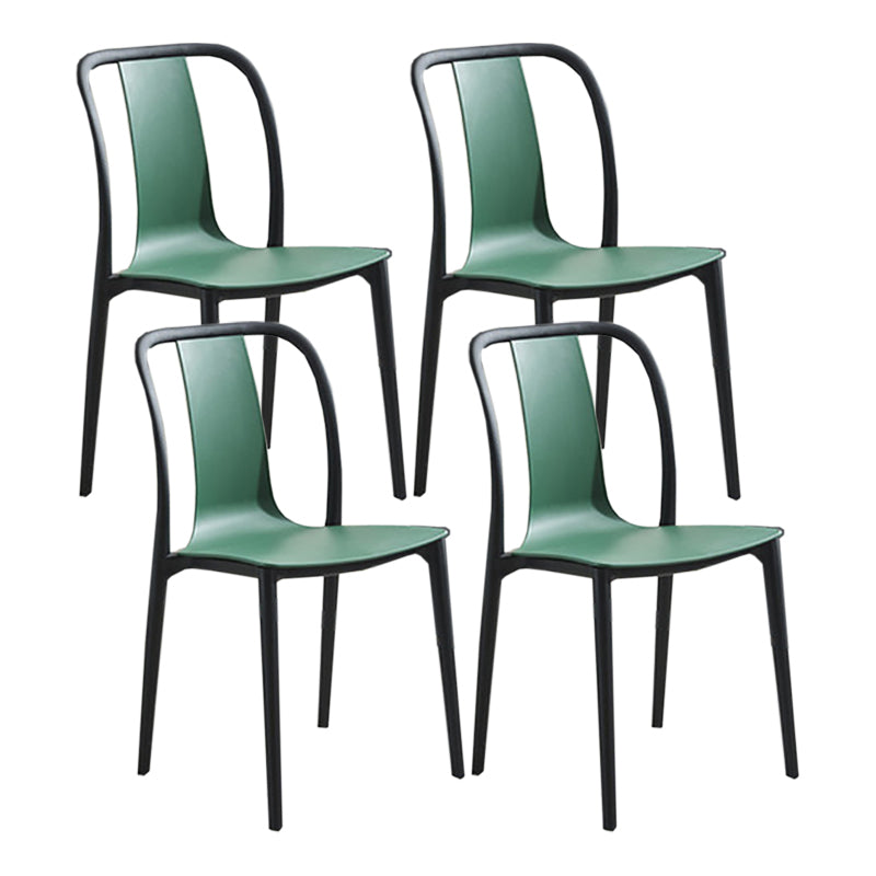 Modern Style Stackable Plastic Chair Slat Back Stacking Side Chair (Set of 2/4) Green Set of 4 Clearhalo 'Dining Chairs' 'Dining Tables & Seating' 'dining_chair' 'Furniture' 'furniture_dining_chair' 'Kitchen & Dining Furniture' 4854946
