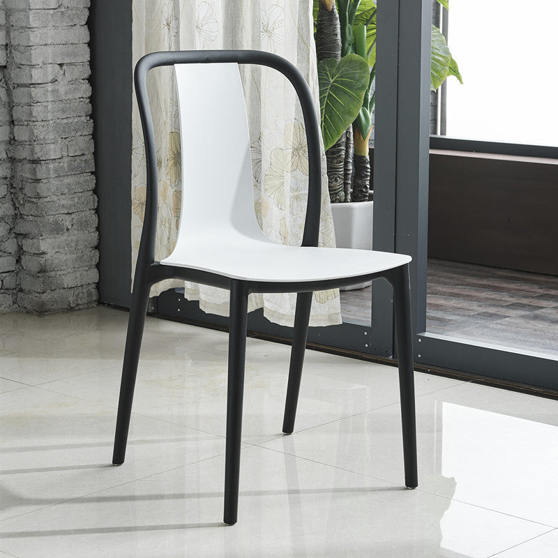 Modern Style Stackable Plastic Chair Slat Back Stacking Side Chair (Set of 2/4) Clearhalo 'Dining Chairs' 'Dining Tables & Seating' 'dining_chair' 'Furniture' 'furniture_dining_chair' 'Kitchen & Dining Furniture' 4854947