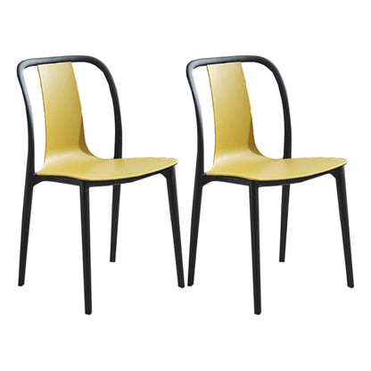 Modern Style Stackable Plastic Chair Slat Back Stacking Side Chair (Set of 2/4) Yellow Set of 2 Clearhalo 'Dining Chairs' 'Dining Tables & Seating' 'dining_chair' 'Furniture' 'furniture_dining_chair' 'Kitchen & Dining Furniture' 4854948