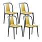 Modern Style Stackable Plastic Chair Slat Back Stacking Side Chair (Set of 2/4) Yellow Set of 4 Clearhalo 'Dining Chairs' 'Dining Tables & Seating' 'dining_chair' 'Furniture' 'furniture_dining_chair' 'Kitchen & Dining Furniture' 4854949