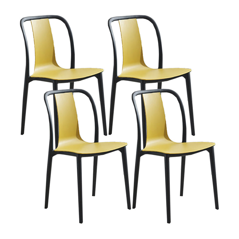 Modern Style Stackable Plastic Chair Slat Back Stacking Side Chair (Set of 2/4) Yellow Set of 4 Clearhalo 'Dining Chairs' 'Dining Tables & Seating' 'dining_chair' 'Furniture' 'furniture_dining_chair' 'Kitchen & Dining Furniture' 4854949