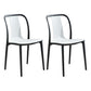 Modern Style Stackable Plastic Chair Slat Back Stacking Side Chair (Set of 2/4) White Set of 2 Clearhalo 'Dining Chairs' 'Dining Tables & Seating' 'dining_chair' 'Furniture' 'furniture_dining_chair' 'Kitchen & Dining Furniture' 4854951