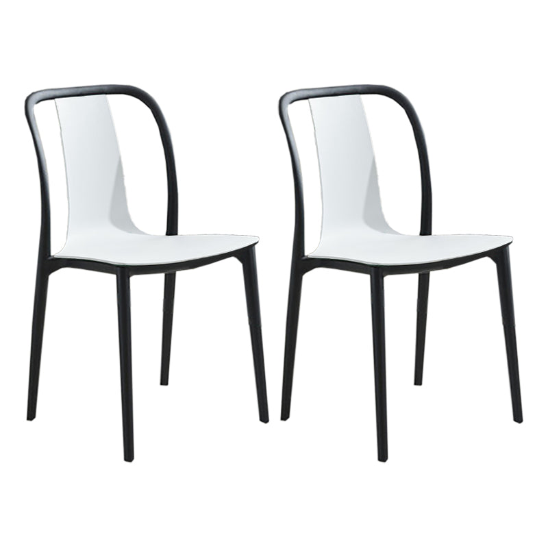 Modern Style Stackable Plastic Chair Slat Back Stacking Side Chair (Set of 2/4) White Set of 2 Clearhalo 'Dining Chairs' 'Dining Tables & Seating' 'dining_chair' 'Furniture' 'furniture_dining_chair' 'Kitchen & Dining Furniture' 4854951