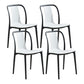 Modern Style Stackable Plastic Chair Slat Back Stacking Side Chair (Set of 2/4) White Set of 4 Clearhalo 'Dining Chairs' 'Dining Tables & Seating' 'dining_chair' 'Furniture' 'furniture_dining_chair' 'Kitchen & Dining Furniture' 4854953