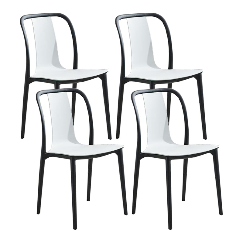 Modern Style Stackable Plastic Chair Slat Back Stacking Side Chair (Set of 2/4) White Set of 4 Clearhalo 'Dining Chairs' 'Dining Tables & Seating' 'dining_chair' 'Furniture' 'furniture_dining_chair' 'Kitchen & Dining Furniture' 4854953