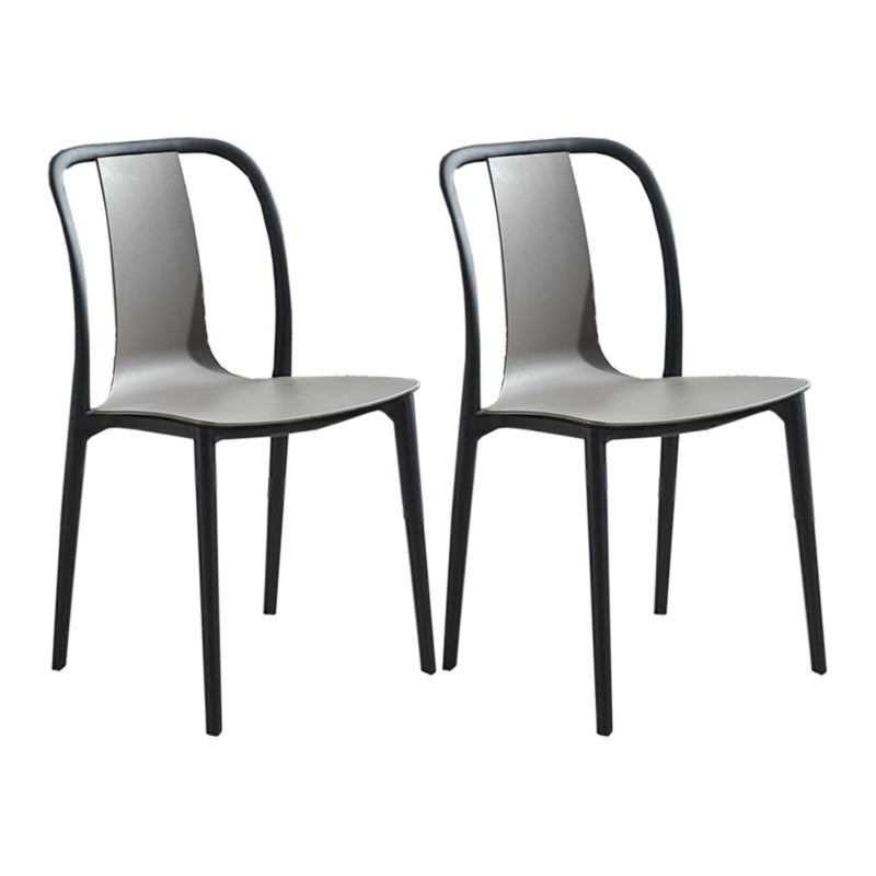Modern Style Stackable Plastic Chair Slat Back Stacking Side Chair (Set of 2/4) Grey Set of 2 Clearhalo 'Dining Chairs' 'Dining Tables & Seating' 'dining_chair' 'Furniture' 'furniture_dining_chair' 'Kitchen & Dining Furniture' 4854955