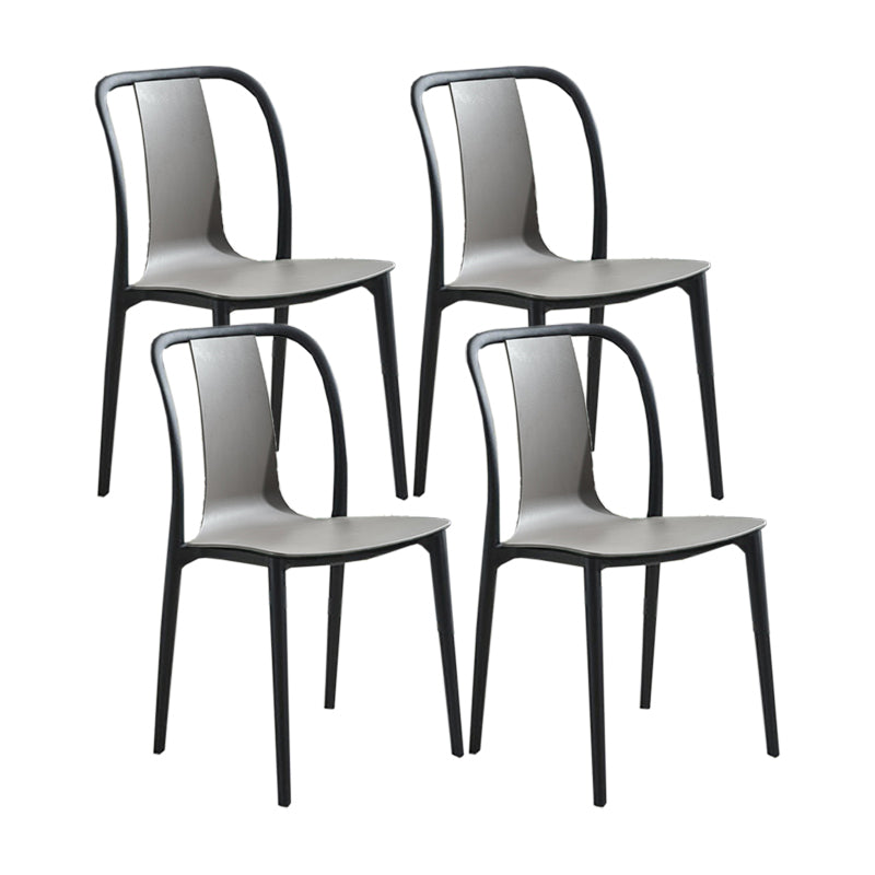 Modern Style Stackable Plastic Chair Slat Back Stacking Side Chair (Set of 2/4) Grey Set of 4 Clearhalo 'Dining Chairs' 'Dining Tables & Seating' 'dining_chair' 'Furniture' 'furniture_dining_chair' 'Kitchen & Dining Furniture' 4854957