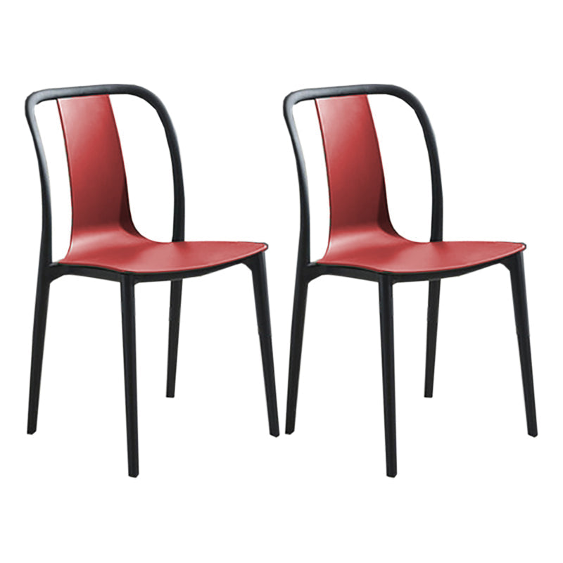 Modern Style Stackable Plastic Chair Slat Back Stacking Side Chair (Set of 2/4) Red Set of 2 Clearhalo 'Dining Chairs' 'Dining Tables & Seating' 'dining_chair' 'Furniture' 'furniture_dining_chair' 'Kitchen & Dining Furniture' 4854960