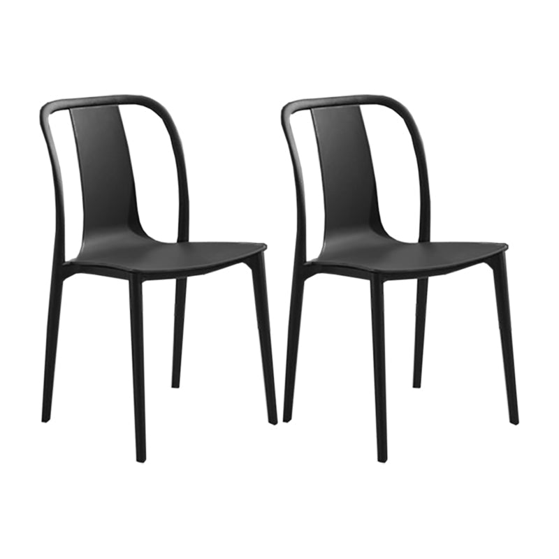 Modern Style Stackable Plastic Chair Slat Back Stacking Side Chair (Set of 2/4) Black Set of 2 Clearhalo 'Dining Chairs' 'Dining Tables & Seating' 'dining_chair' 'Furniture' 'furniture_dining_chair' 'Kitchen & Dining Furniture' 4854963