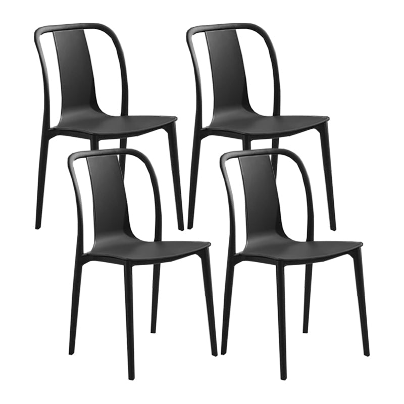 Modern Style Stackable Plastic Chair Slat Back Stacking Side Chair (Set of 2/4) Black Set of 4 Clearhalo 'Dining Chairs' 'Dining Tables & Seating' 'dining_chair' 'Furniture' 'furniture_dining_chair' 'Kitchen & Dining Furniture' 4854965